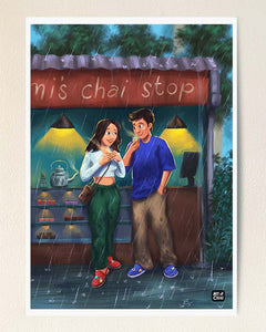 Couple at the chai shop - Art Print