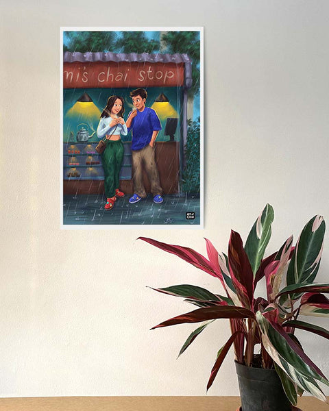 Couple at the chai shop - Art Print