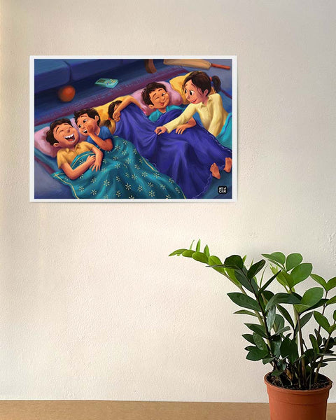 Sleepover with cousins - Art Print