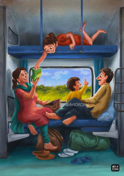 Train journeys with family - Art Print