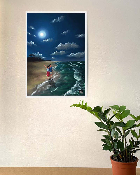Full-Moon Beach Night - Art Print