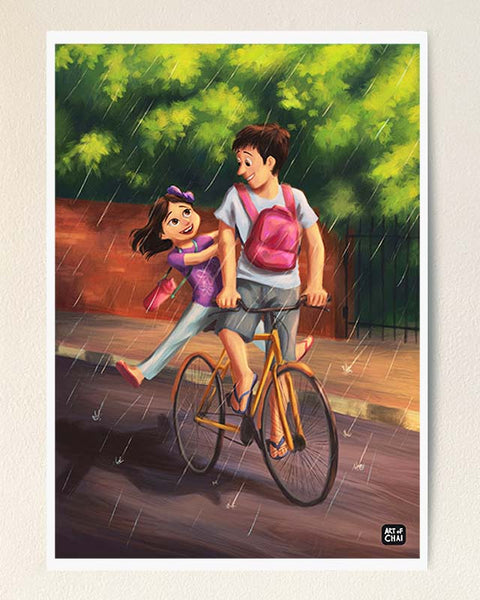 Bicycle rides with sibling Art Print – Ru&Chai