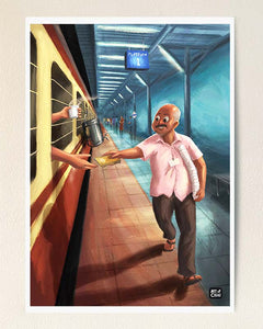 The Chaiwala at the station - Art Print