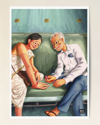 Pampering her - Art Print