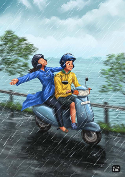 Rainy Bike Rides - Art Print