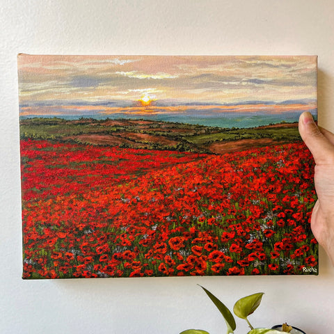 The Red Flowerfields - Painting