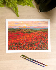 The Red Flowerfields - Art Print
