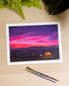 Camping under the Purple Sky - Art Print