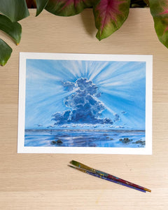 Godrays over a calm beach - Art Print