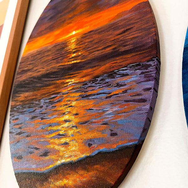 Sunset beach waves painting