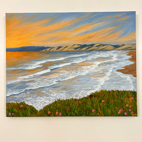 sunset beach painting