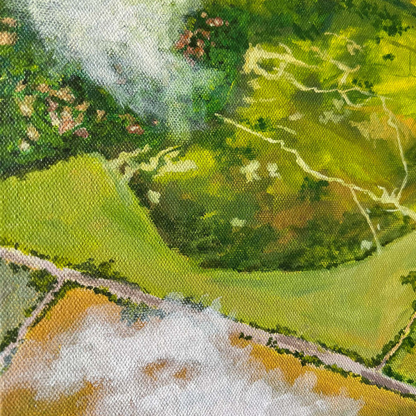 Painting of view from flight window