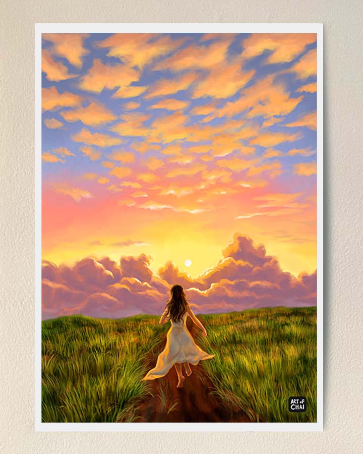Reaching just in time for the Sunset - Art Print