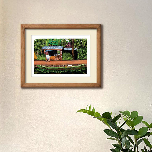 Acrylic painting of Alleppey backwater Kerala 