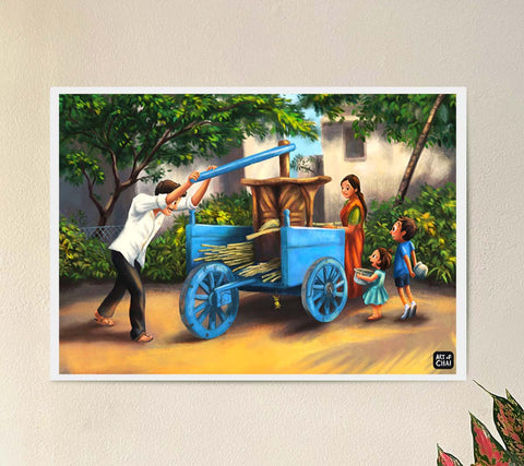 The Sugarcane Juice Cart - Art Print