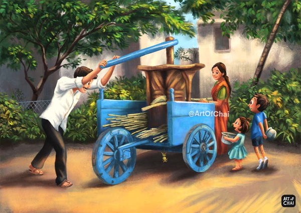 The Sugarcane Juice Cart - Art Print