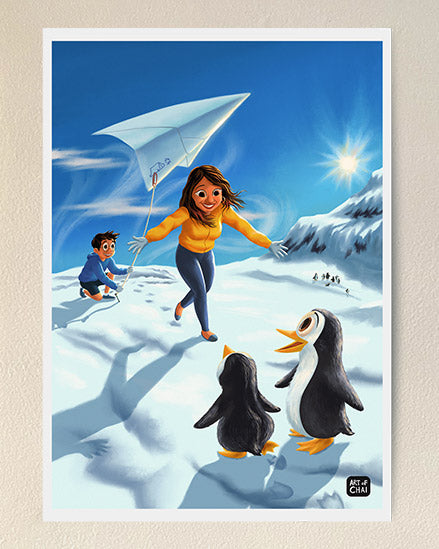 Meeting little penguins - Art Print