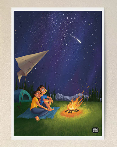 Camping under the stars - Art Print