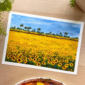 Painting of Sunflower field cycle